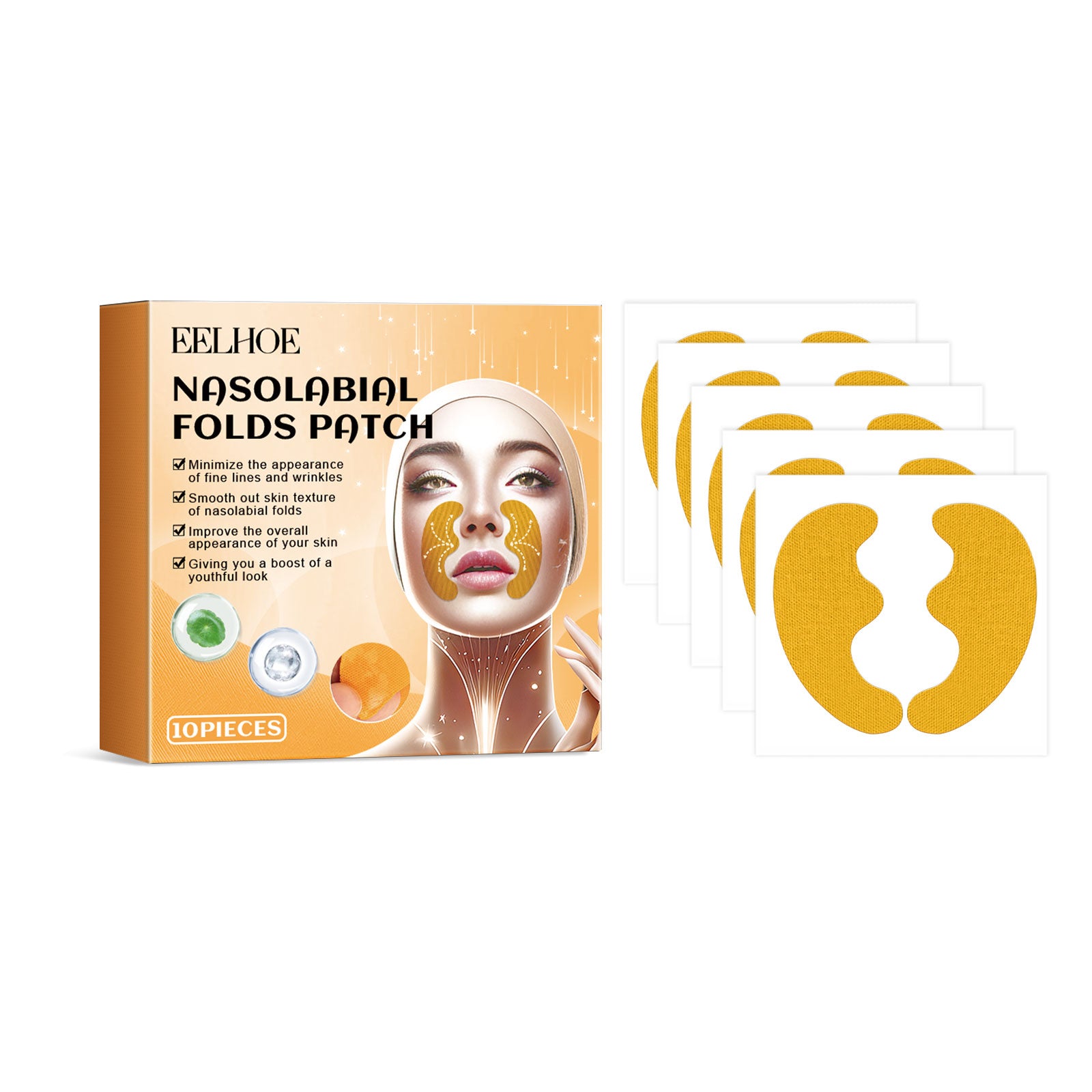 Nasolabial Folds Patch | Hydrating Line-Smoothing Gel Pads with Collagen and Centella Extract