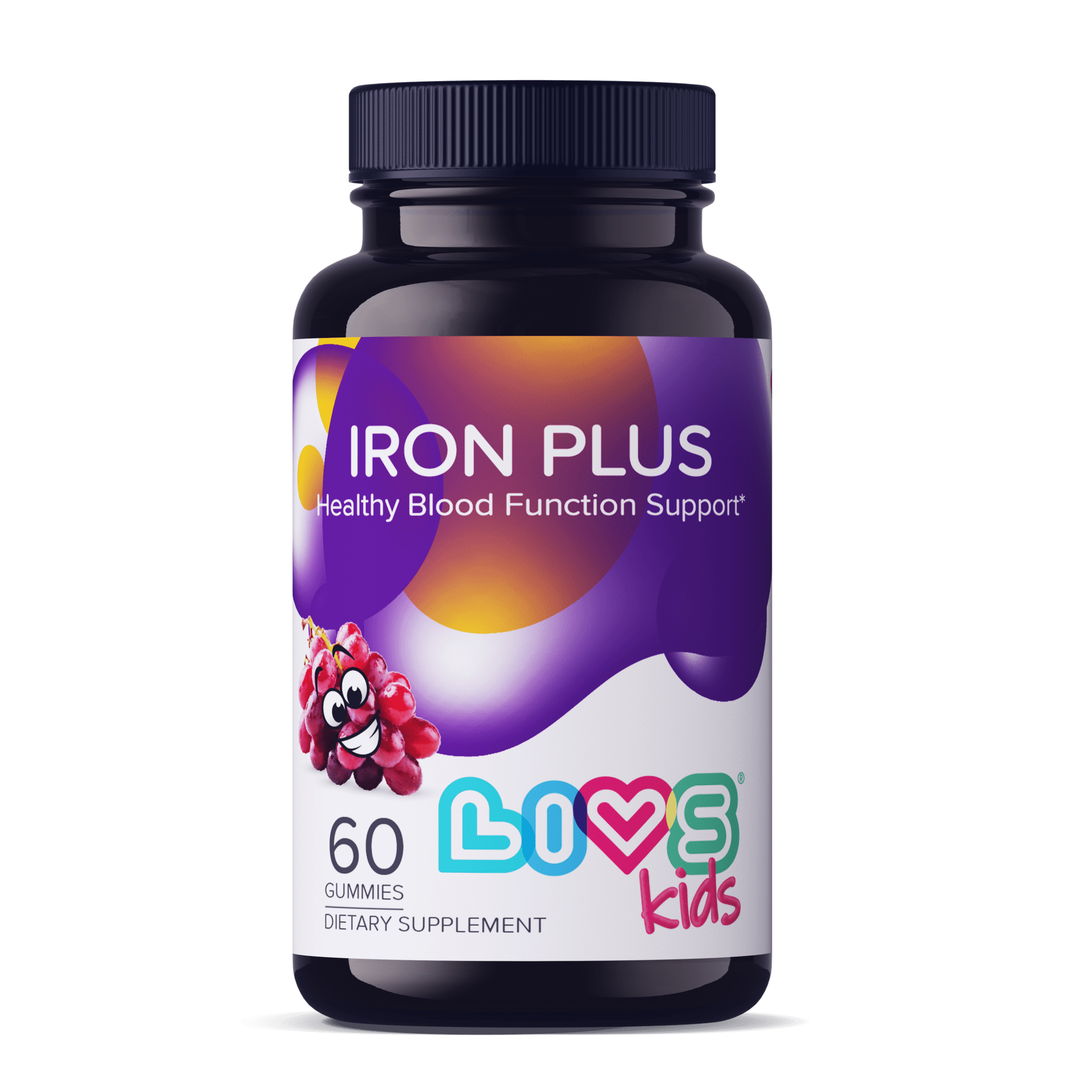 Iron Plus Multivitamin Gummies | 20mg Iron with B12, Vitamin C & Zinc | Vegan Grape Gummies (Halal • Kosher • Gluten-Free)