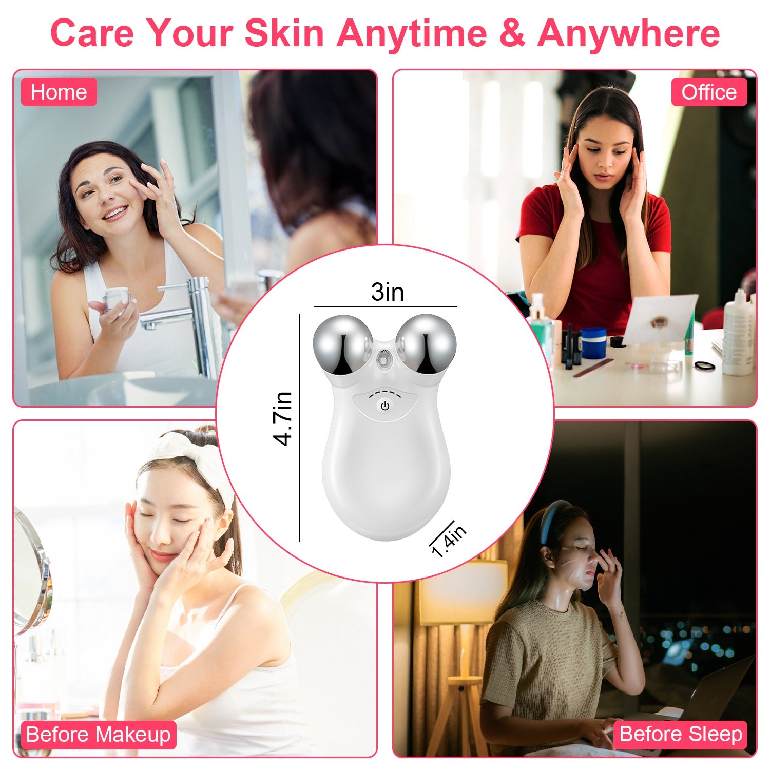 Micro-Current Facial Massager with Red Light | Rechargeable 5-Level Face & Neck Roller