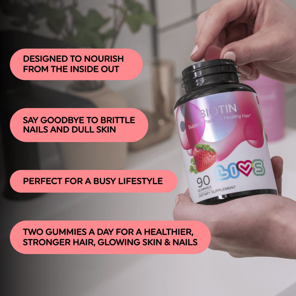 Biotin Gummies 10,000 mcg | Strawberry Hair, Skin & Nail Support (Plant-Based, Gluten-Free)