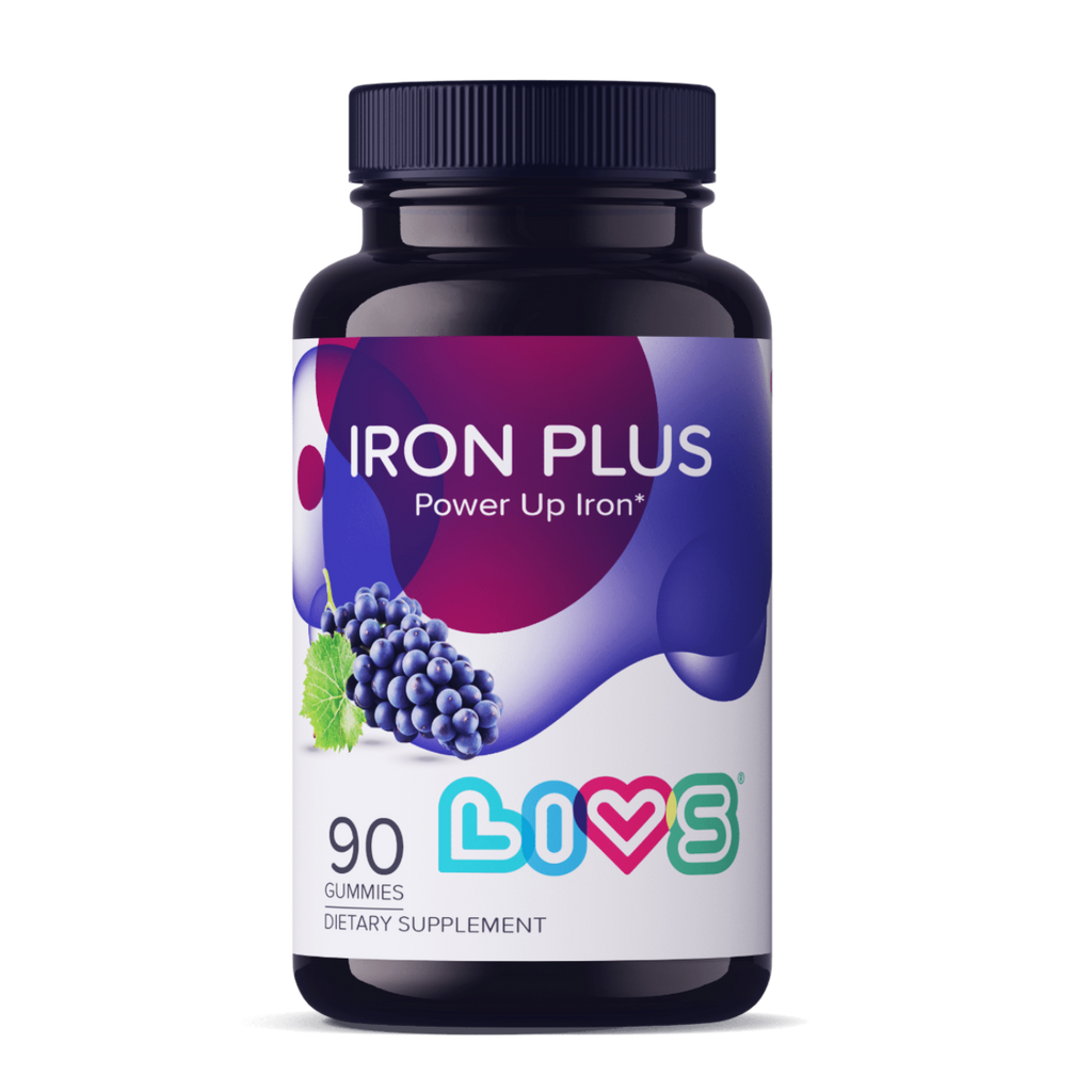 Iron Plus Multivitamin Gummies | 20mg Iron with B12, Vitamin C & Zinc | Vegan Grape Gummies (Halal • Kosher • Gluten-Free)