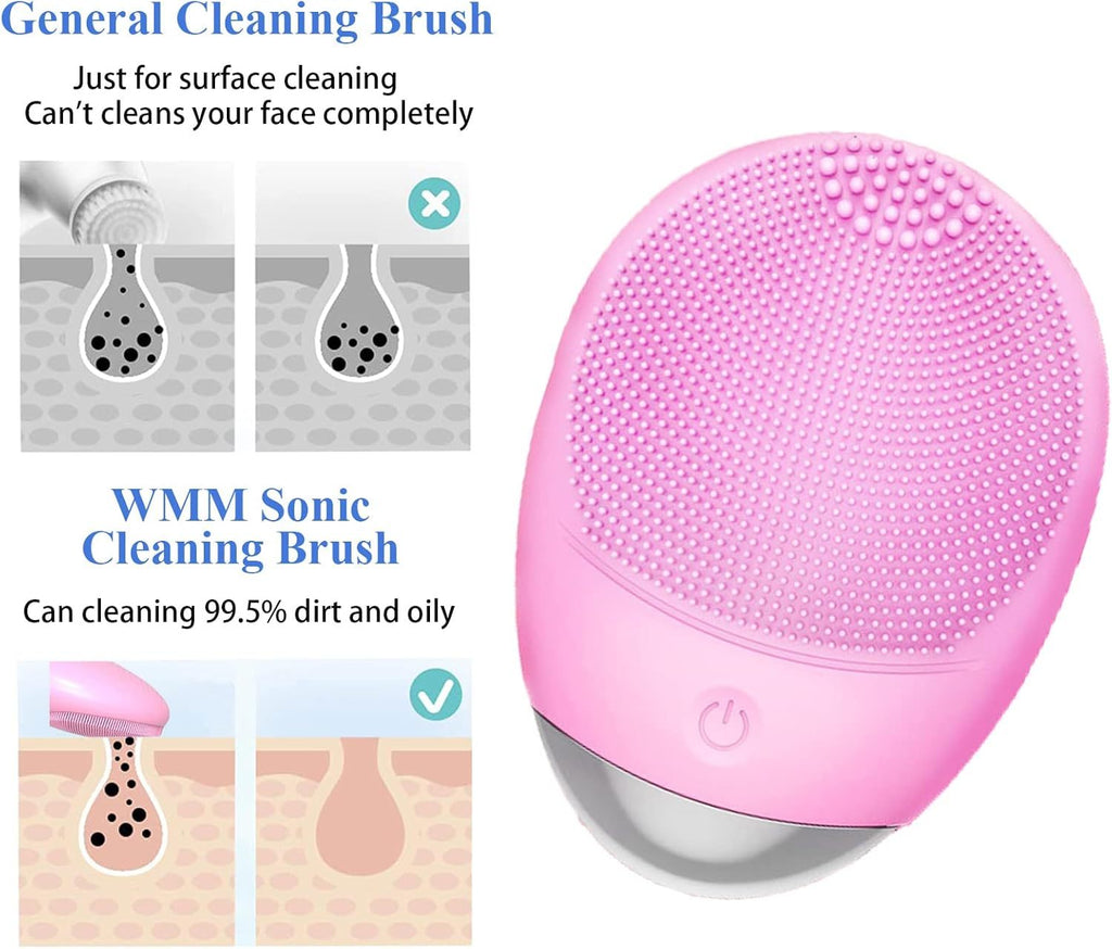 Premium Silicone Facial Cleansing Brush | 7,000 VPM High-Frequency Sonic Cleanser • Waterproof • USB-Rechargeable