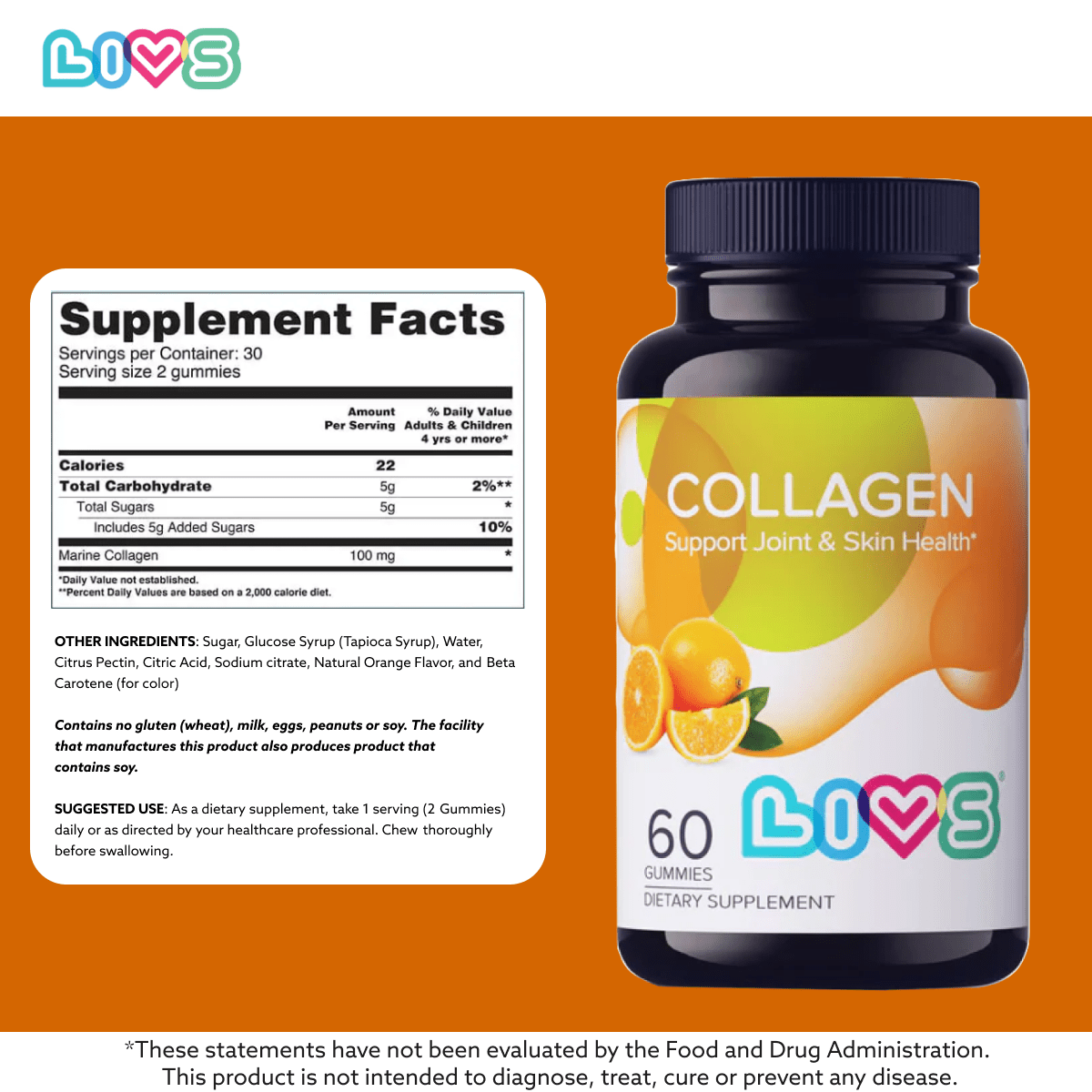 Marine Collagen Gummies for Skin, Hair & Joints | Orange-Flavored Daily Collagen Support