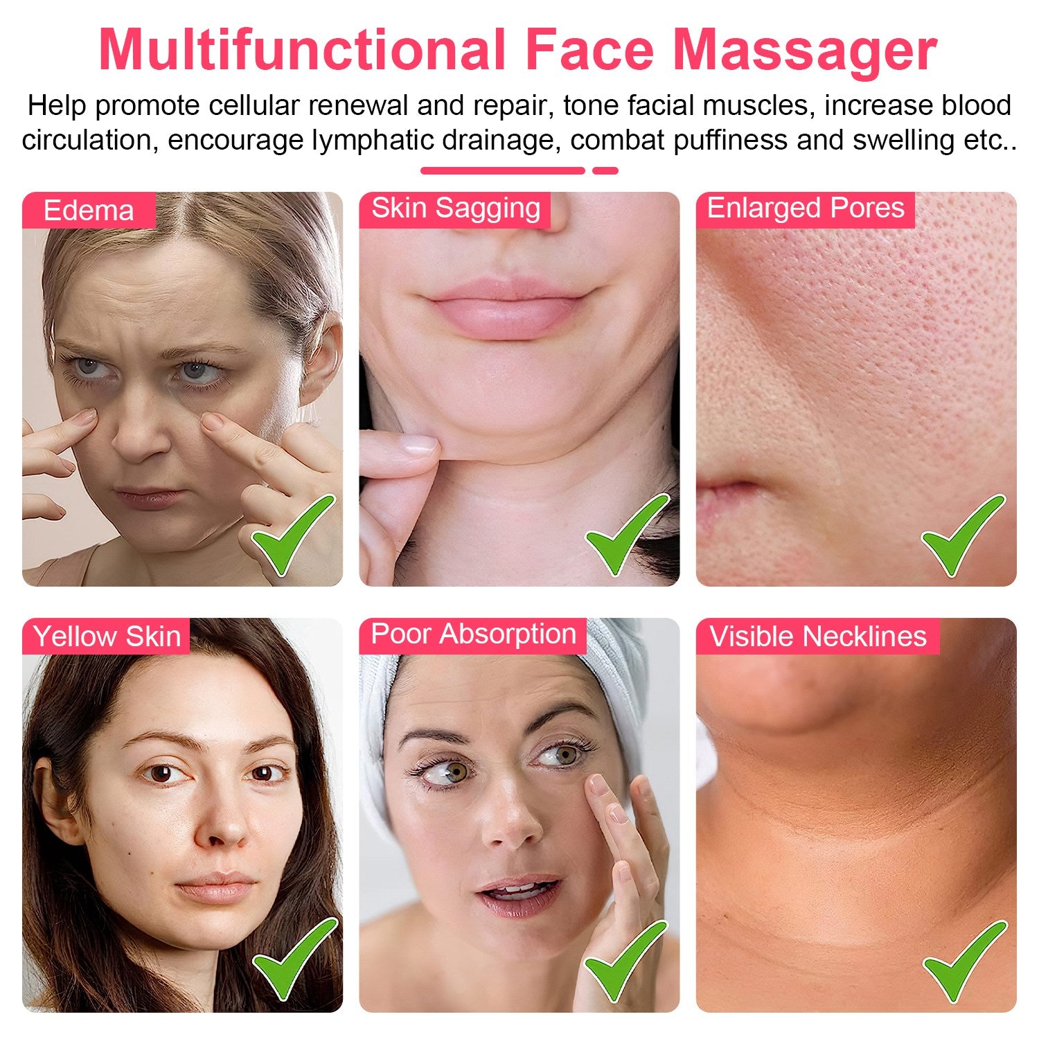 Micro-Current Facial Massager with Red Light | Rechargeable 5-Level Face & Neck Roller