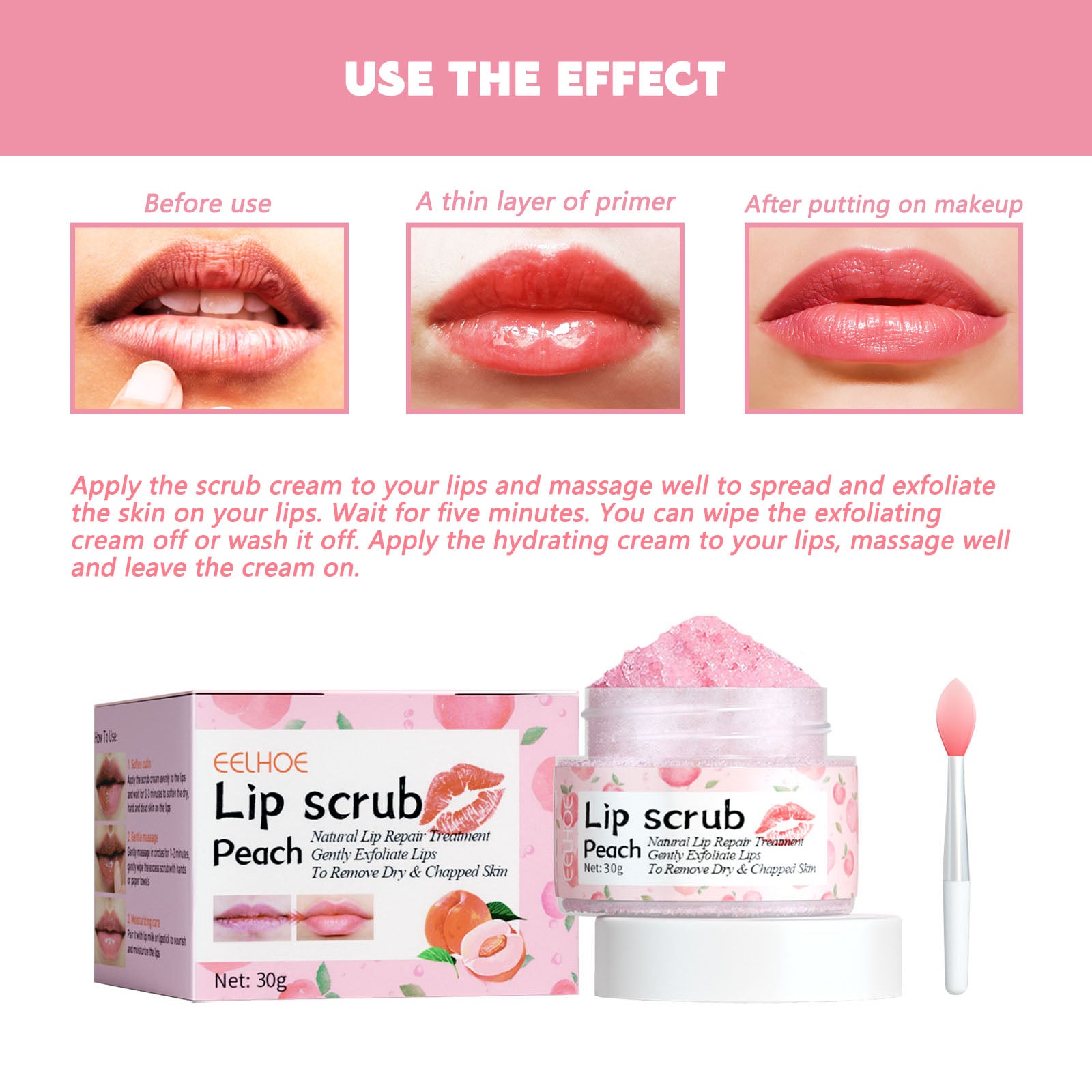 Peach Lip Scrub & Overnight Exfoliating Treatment | Hydrating Lip Smoother
